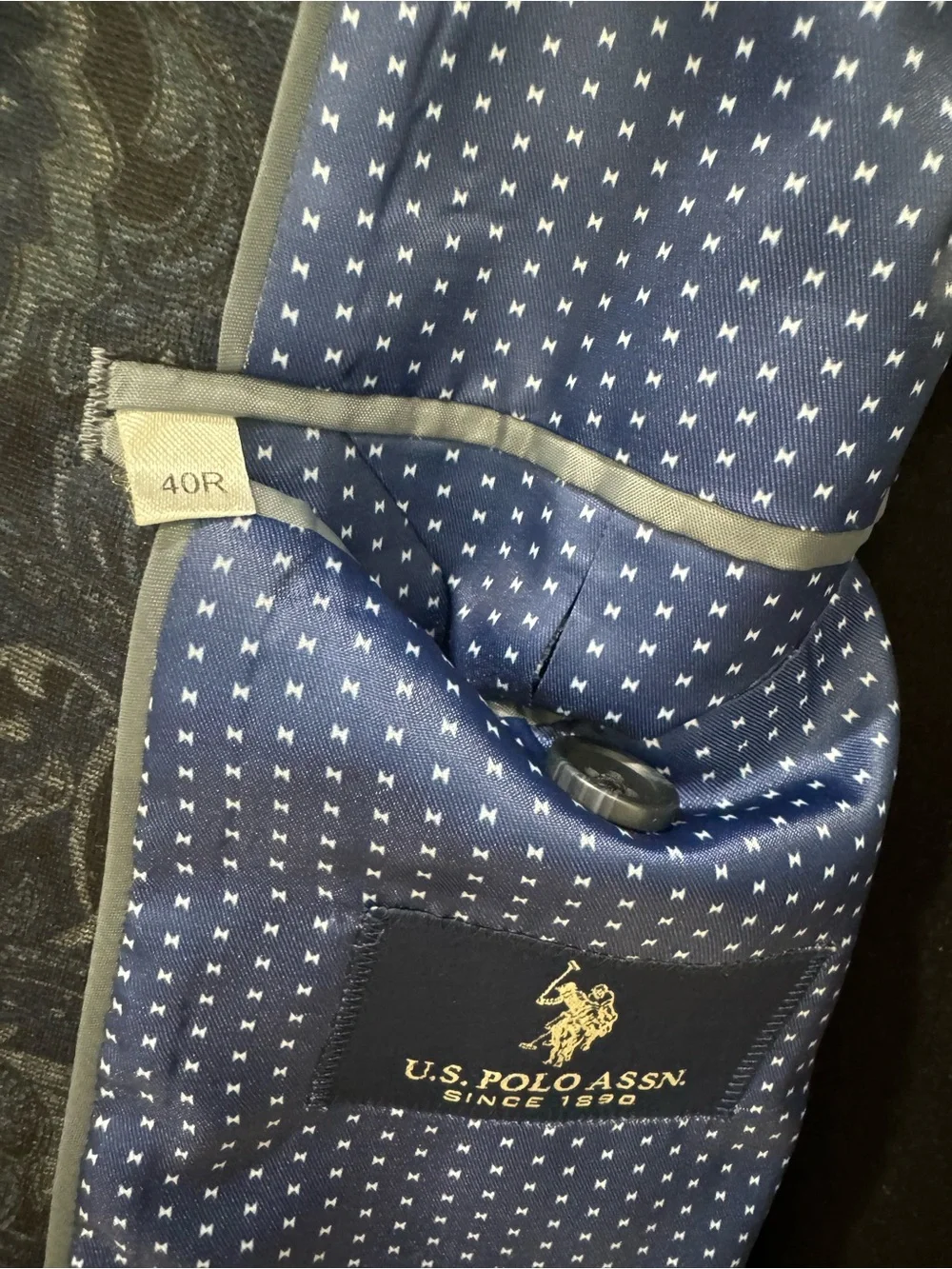 U.S. Polo Assn. Men’s 40R Paisley Knit Sport Coat Blazer Blue Stretch 2 Button